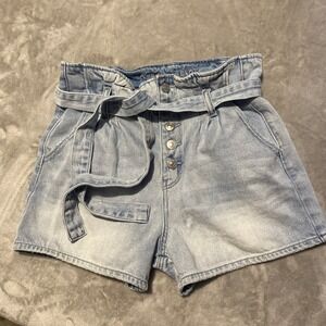 American Eagle Shorts‎ Women Sz 6 Blue Faded  Button Fly High Rise Preppy Retro